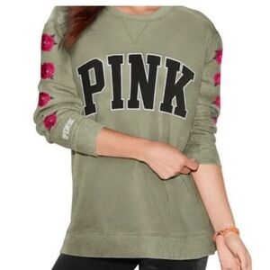 PINK Victoria's Secret  EMBROIDERED Rose Sweatshirt